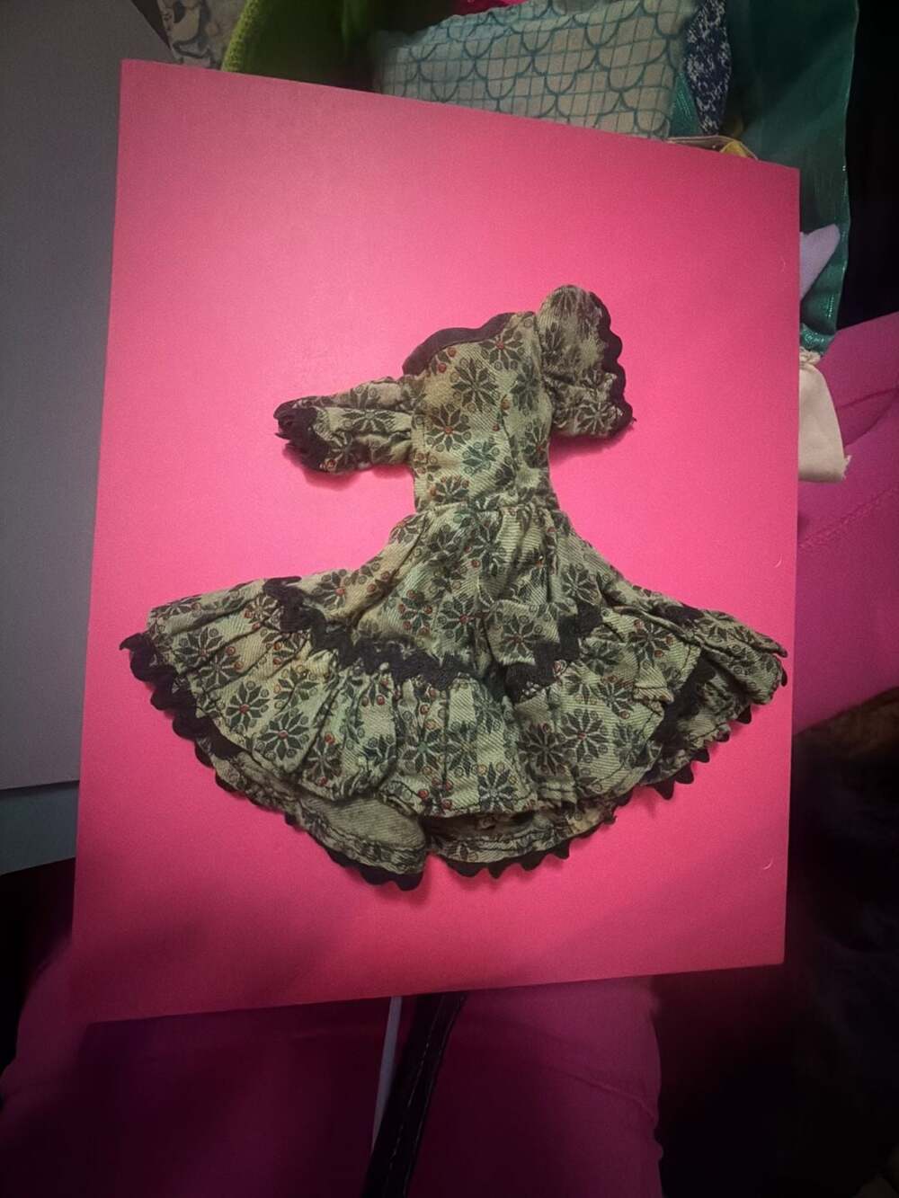 Mattel Vintage Barbie Doll Dress Handmade Floral